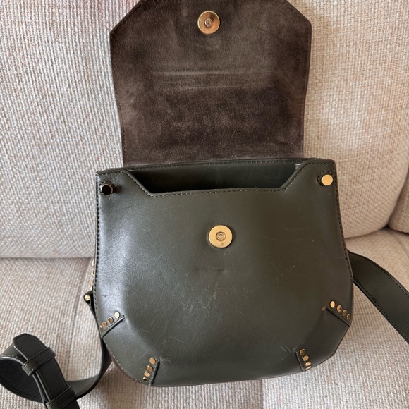SANDRO Paris Bonnie Leather & Suede Crossbody Bag - Olive - Picture 2 of 10